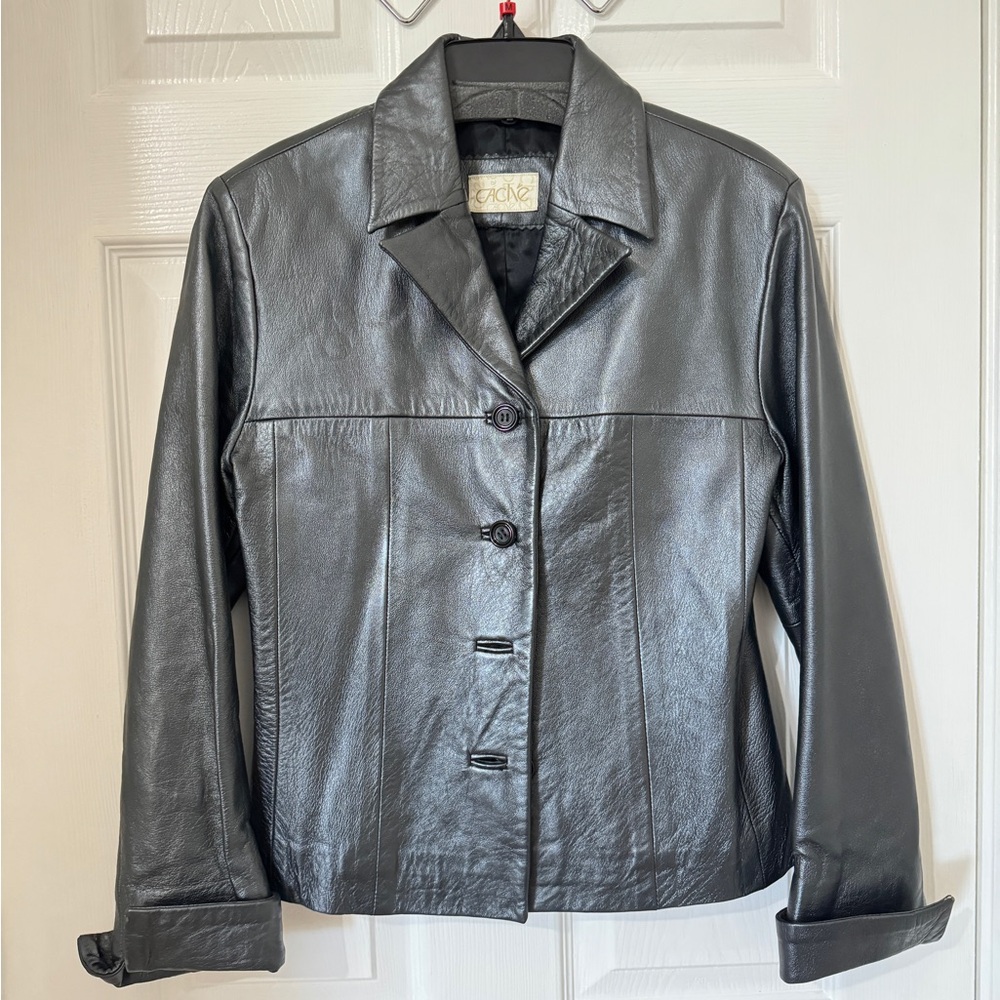 Y2K Vintage 2000 Cache metallic Lamb leather jacket Made In USA Size XS